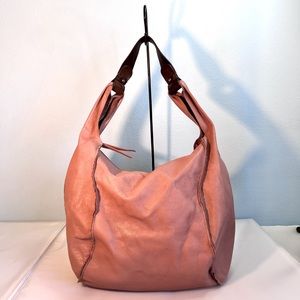 Large Hobo Handbag, Made By Sundance, In Italy, Dusty Rose Soft Suede.